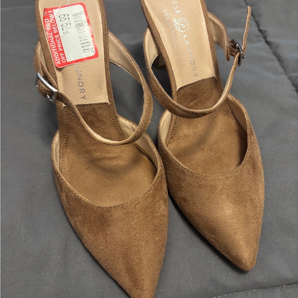 Chinese Laundry and Tan/ almost pinkish  Suede  Heels